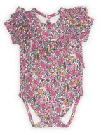 Body dla niemowląt - Niemowlęce body bawełniane z krótkim rękawem w kwiaty różowe Nicol,r.62 - miniaturka - grafika 1