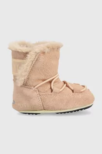 Buty dla dziewczynek - Moon Boot śniegowce zamszowe dziecięce Crib kolor różowy - grafika 1