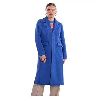 Płaszcze damskie - YAS Damski płaszcz YASLIMA LS Wool Mix Coat S. NOOS, Federal Blue, L, federal blue, L - grafika 1
