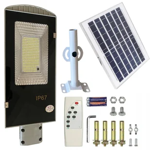 LATARNIA OGRODOWA LAMPA SOLARNA NA SŁUP MOCNA 200W PANEL ULICZNA 247LED - Lampy ogrodowe - miniaturka - grafika 1