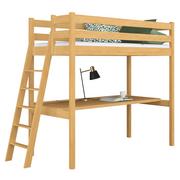 Łóżka - Drewniane łóżko na antresoli z biurkiem N02 sosna naturalna 80x180 - miniaturka - grafika 1
