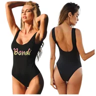 Stroje kąpielowe - KOSTIUM MONOKINI JEDNOCZĘŚCIOWY CZARNY STRÓJ KĄPIELOWY WYSZCZUPLAJĄCY LATO L - miniaturka - grafika 1