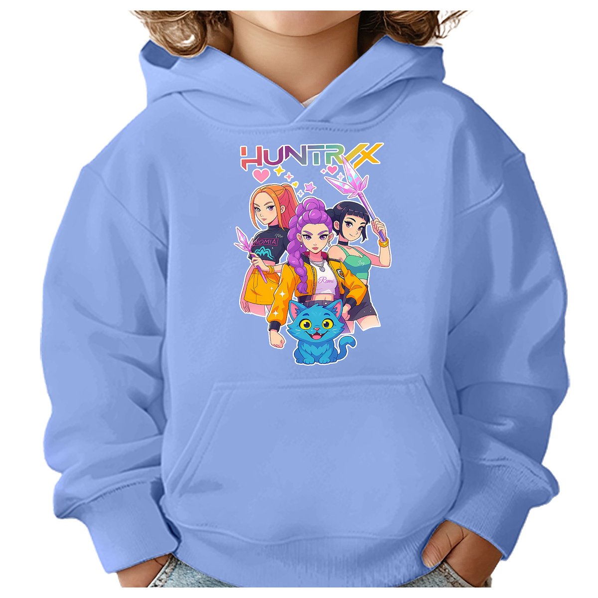 BLUZA DZIECIĘCA K-POPOWE ŁOWCZYNIE DEMONÓW HUNTRIX 146-152 Z KAPTUREM