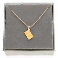 Naszyjniki - Złoty naszyjnik koperta list GRAWER celebrytka srebro 925 pozłacane 60 cm - miniaturka - grafika 1