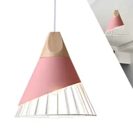 Lampy sufitowe - Różowy plafon w stylu vintage metalowa lampa sufitowa stylu industrialnym drewniany design retro żyrandol jadalni kuchni korytarza bez źródła światła - miniaturka - grafika 1