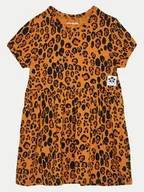 Sukienki i spódniczki dla dziewczynek - Mini Rodini Sukienka codzienna Basic Leopard 1000008213 Brązowy Regular Fit - miniaturka - grafika 1