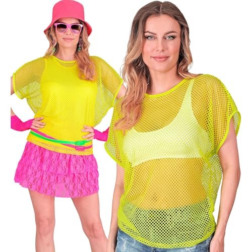 W WIDMANN MILANO Party Fashion - siateczkowy top damski, siateczkowa koszulka z krótkim rękawem, koszulka na festiwal, karnawał