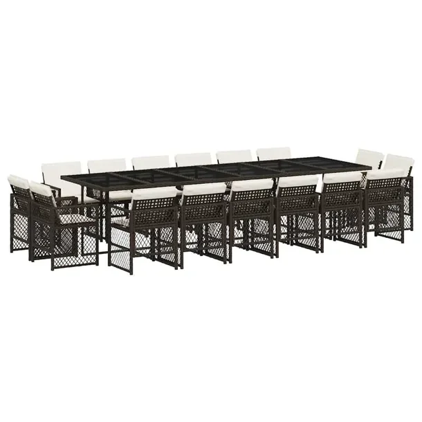 Zestaw Mebli Ogrodowych Rattan PE, Stół 330x106x73 cm, Krzesła 50,5x54x7