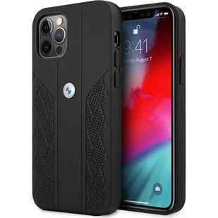 BMW Etui BMHCP12LRSPPK iPhone 12 Pro Max 6,7" czarny/black hardcase Leather Curve Perforate - Etui i futerały do telefonów - miniaturka - grafika 1