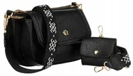 Torebki damskie - Pojemna torebka damska listonoszka crossbody na ramię podwójna ze skóry ekologicznej Rovicky, czarny - miniaturka - grafika 1