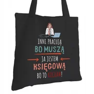 Torby i wózki na zakupy - Torba Bawełniana dla Księgowej Czarna Na Prezent ekologiczna Trwały Nadruk - miniaturka - grafika 1