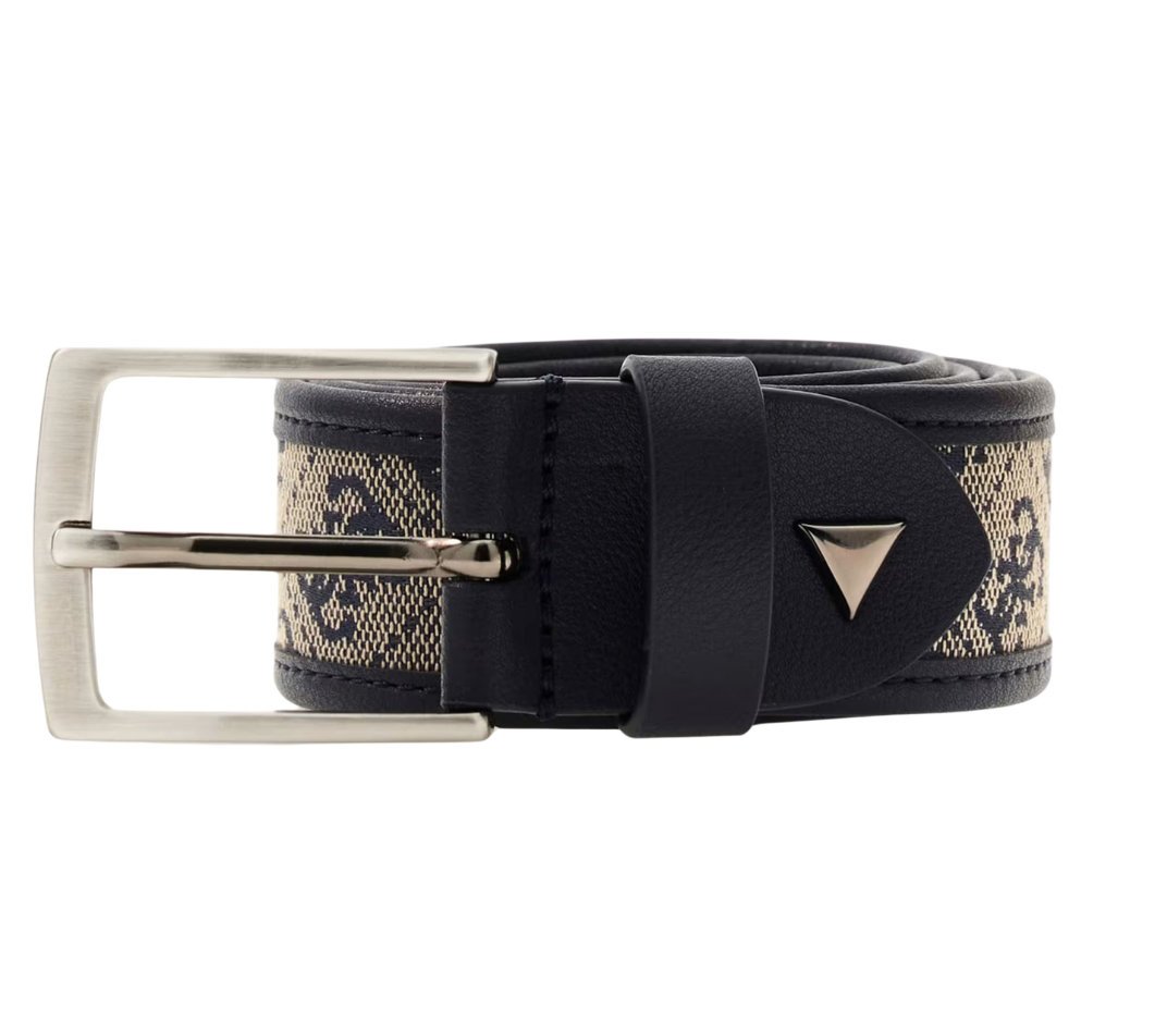 GUESS Granatowy męski pasek w monogram Boston H35 S