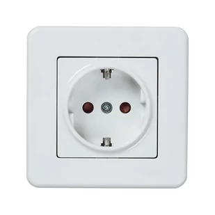 Schneider Gniazdo pojedyncze LEONA SCHUKO biały - Wyłączniki światła i elektryczne - miniaturka - grafika 1