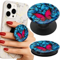 Uchwyty samochodowe do telefonów - Uchwyt do telefonu Popsocket na palce/stojak NIEBIESKIE MOTYLKI MOTYL WZORY - miniaturka - grafika 1