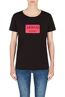 Koszulki i topy damskie - Armani Exchange Damska koszulka Boyfriend Fit, Box Logo, Nice Stitching T-Shirt, czarna, rozmiar M, czarny, M - miniaturka - grafika 1