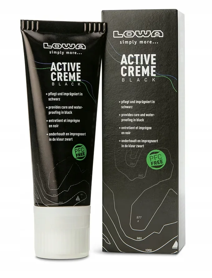 LOWA Impregnat do Skóry ACTIVE CREME Black 75ml pasta do nubuku i zamszu, ochrona przed wilgocią, do obuwia unisex