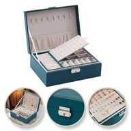 Pudełka i szkatułki - Szkatułka na biżuterię zielona, etui, organizer, pudełko PD155ZIE - miniaturka - grafika 1