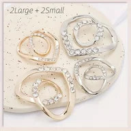 Inne - TEMU Zestaw 4 sztuk: Serduszko z Cyrkoniami na Szalik, Regulowana Klamra do Szalika, Elegancki Prosty Design z Węzłem na Koszulce - miniaturka - grafika 1