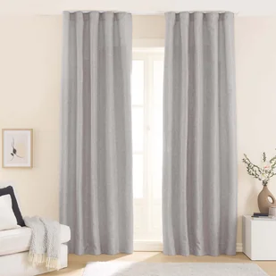 Zasłony strukturalne na taśmie 140 x 250 cm Smukee, 2 szt., beżowe - Zasłony - miniaturka - grafika 1