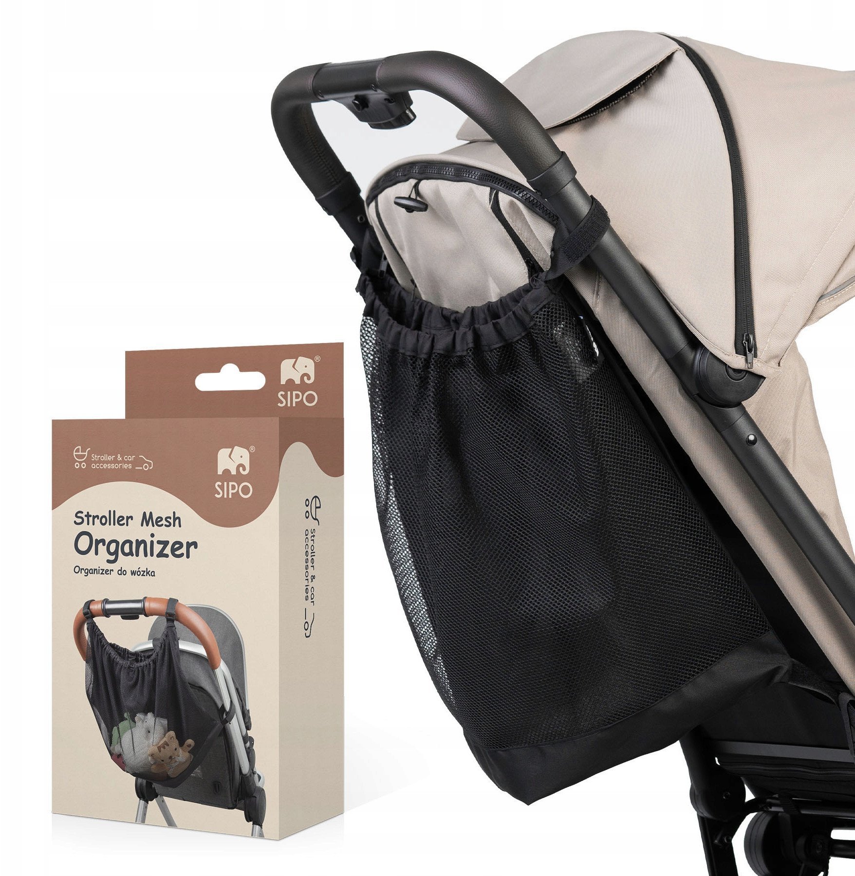 Siatkowy uniwersalny organizer do wózka