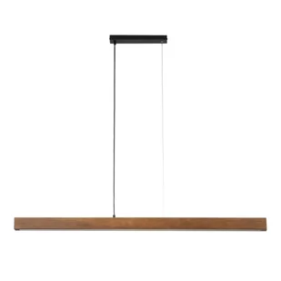 Wisząca lampa Teo z podłużną drewnianą listwą w kolorze orzecha - Lampy sufitowe - miniaturka - grafika 1
