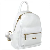Plecaki - VEZZE Plecak damski ze skóry naturalnej biały ze złotym zamkiem - miniaturka - grafika 1