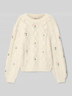 Sweter o kroju regular fit z ażurową dzianiną model ‘FLOWER’ - Swetry dla dziewczynek - miniaturka - grafika 1