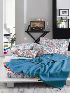 Pościel - Pościel bawełniana Faro, niebieski, 160x200 cm, 3 elementowy + koc - miniaturka - grafika 1