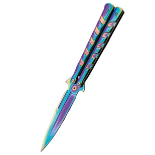 Nóż składany motylek Third Balisong Rainbow Stainless Steel, Rainbow 420 (16100W) - Noże - miniaturka - grafika 1