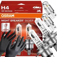Żarówki samochodowe - Żarówki Osram H4 Night Breaker Silver +100% W5W Led Clear Rękawiczki - miniaturka - grafika 1