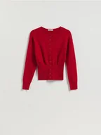 Swetry damskie - Reserved - Kardigan z domieszką wełny - czerwony - miniaturka - grafika 1