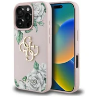 Etui i futerały do telefonów - Etui Guess Grained Roses Big 4G logo do iPhone 16 Pro Max różowy - miniaturka - grafika 1