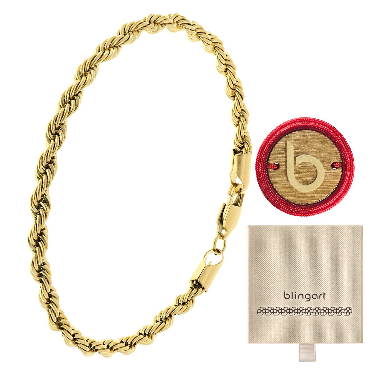 Bransoletka męska stal chirurgiczna splot CORD 316L złota BLINGART