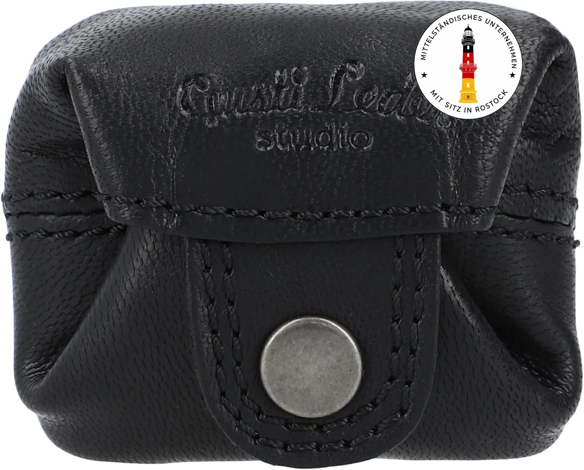 PORTFEL SKÓRZANY KOMPAKTOWY UNISEX VINTAGE ZATRZASK CZARNY