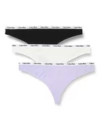 Majtki damskie - Calvin Klein Majtki stringi damskie, Czarny/biały/pastelowy liliowy, 3XL - miniaturka - grafika 1