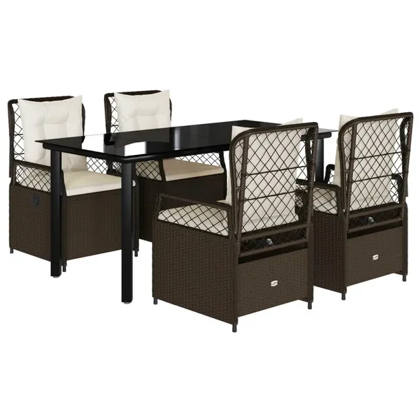 Zestaw mebli ogrodowych PE rattan 160x80 czarno-brązowy