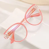 Okulary korekcyjne, oprawki, szkła - Damskie kocie okulary zerówki do komputera BLUE LIGHT na teleskopach 25128D Róż/Transparentny - miniaturka - grafika 1