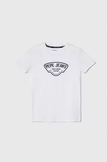 Koszulki dla chłopców - Pepe Jeans t-shirt bawełniany dziecięcy REGEN kolor biały z nadrukiem - grafika 1
