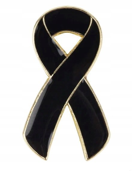 PRZYPINKA, PIN, BROSZKA, BROCHA, PLAKIETKA -SYMBOL ŻAŁOBY - WSTĄŻKA ŻAŁOBNA