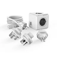 Przedłużacze i rozgałęźniki - Podróżna listwa zasilająca PowerCube ReWirable USB + 3 wtyczki + kabel IEC EU FR; GREY - miniaturka - grafika 1