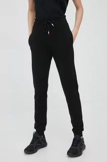 Spodnie damskie - Rossignol spodnie dresowe bawełniane damskie kolor czarny gładkie - grafika 1