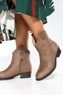 Botki damskie - Beżowe botki damskie kowbojki haftowane Casu JW24X19-K-41 - miniaturka - grafika 1