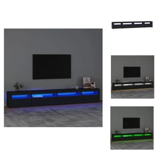 vidaXL Szafka pod telewizor z oświetleniem LED czarna 270x35x40 cm - Meble TV - Szafki RTV - miniaturka - grafika 1