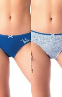 Majtki damskie - 2-pack niskie majtki bawełniane w wakacyjny wzór LPR 723, Kolor niebieski-wzór, Rozmiar S, Key - Primodo.com - miniaturka - grafika 1