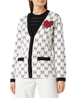 Swetry damskie - Pinko Damski kardigan TECNEZIO TUBICO JACQU Henley, Z6R_Mult.Bianco/Nero/Rosso, L, Z6r_mult.bianco/Nero/Rosso, L - miniaturka - grafika 1
