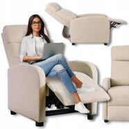 Fotel Rozkładany Wypoczynkowy Tapicerowany Do Spania Salonu Beż Danny 2