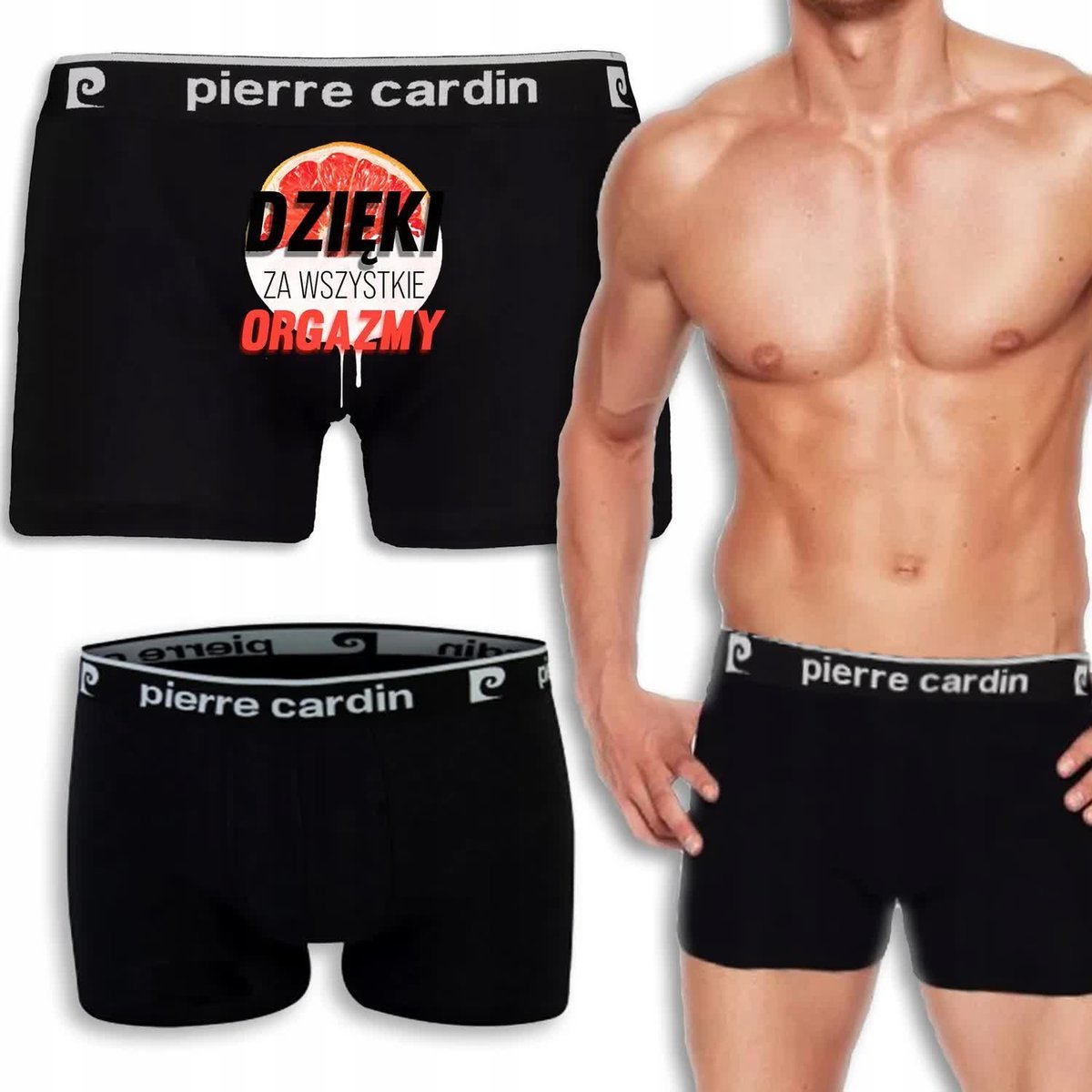 Bokserki Czarne Na Prezent DZIĘKI ZA ORGAZMY - XXL