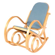 Fotele - Fotel bujany M41, fotel obrotowy Fotel TV, lite drewno ~ wygląd dębu, tkanina/tekstylia niebieski - miniaturka - grafika 1