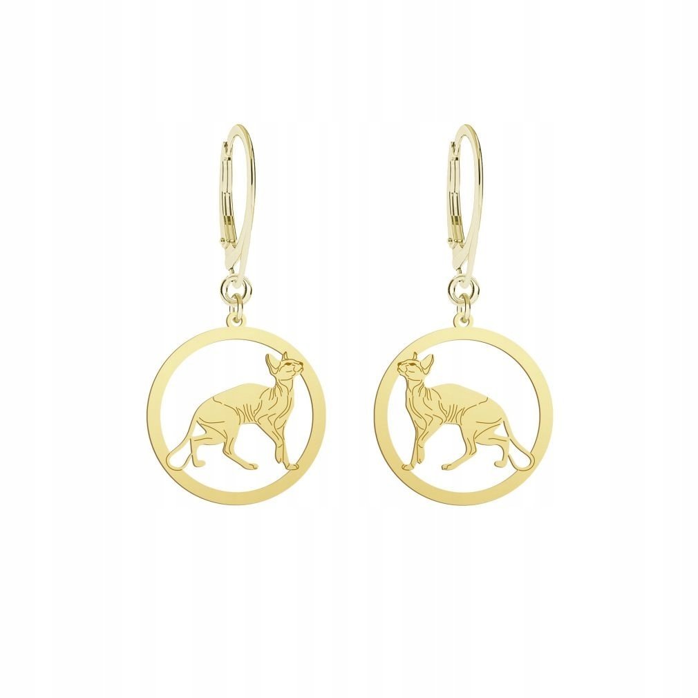 Kolczyki Złote Kot Peterbald 925 Prezent Biżuteria Prezent GRAWER GRATIS