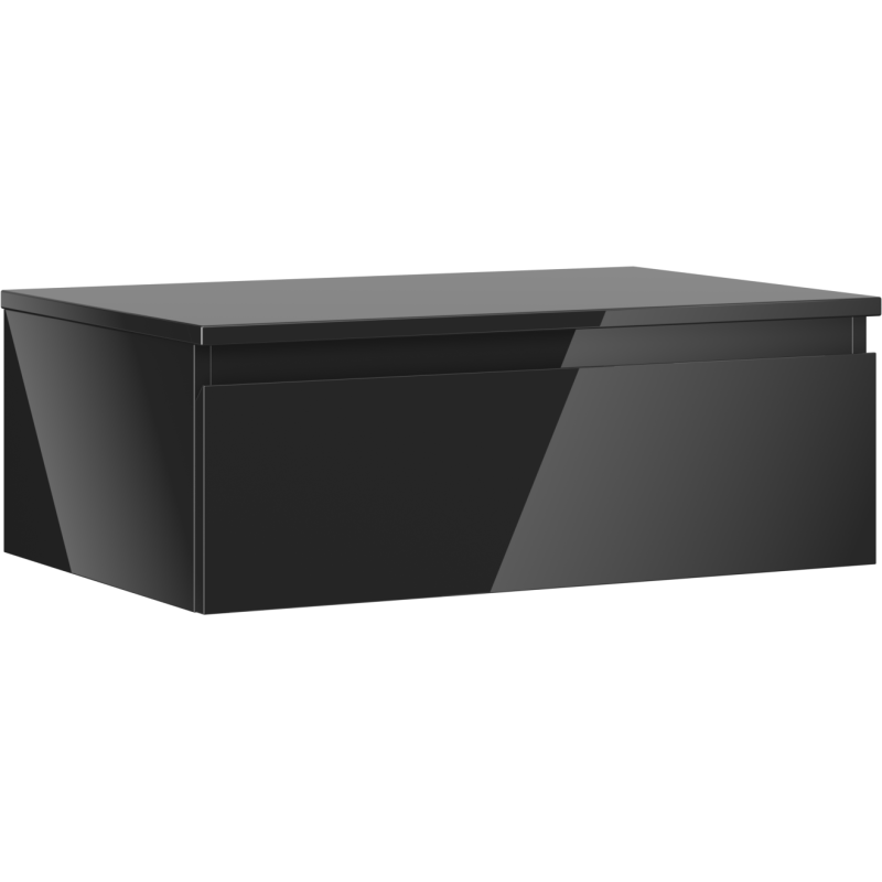 Mexen Orio szafka łazienkowa podumywalkowa 70 cm z blatem, 1 szuflada, czarna połysk - 91A10-07023-1-BFC70